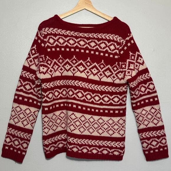 Eddie Bauer Sweaters - Women's Size S VTG Eddie Bauer Lambswool Nordic Fair Isle Red Holiday Sweater